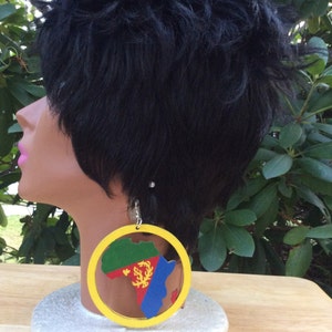 Pendientes de mapa africanos pintados a mano - Eritrea