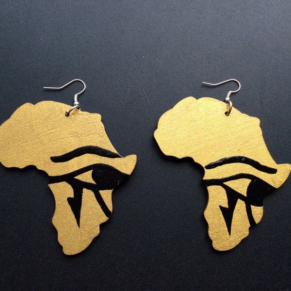 Hand bemalt Auge des Horus Ohrringe ** afrikanische Ohrringe, Ohrringe aus Holz, Afrikanischer Schmuck, Schutz Stil