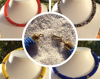 Beaded Rope Necklace**Statement necklace, African jewelry, african Beads   Tribal Necklace - Statement Necklace - African Necklace