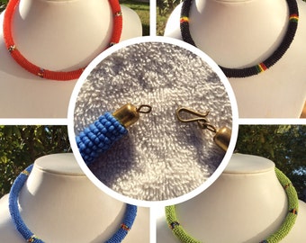 Beaded Rope Necklace**Statement necklace, African jewelry, african Beads   Tribal Necklace - Statement Necklace - African Necklace