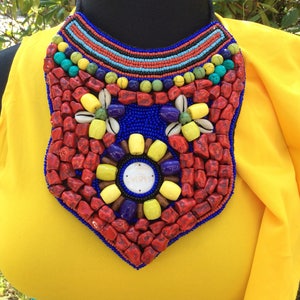 Beaded Statement Neckpiece **Statement necklace, African jewelry, african Beads   Tribal Necklace - Statement Necklace - African Necklace