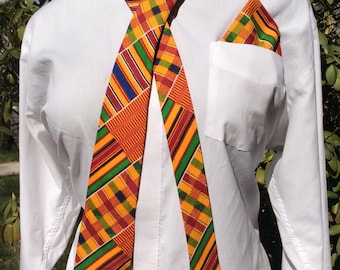 Kente Tie w/ Handkerchief **African Bow tie, African print, bow tie, Men's fashion, Cultural bow tie