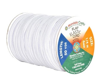 50 Yards (Off-White/Light Gray Elastic) 1/4in wide