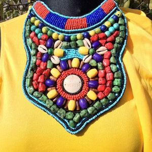 Beaded Statement Neckpiece **Statement necklace, African jewelry, african Beads   Tribal Necklace - Statement Necklace - African Necklace