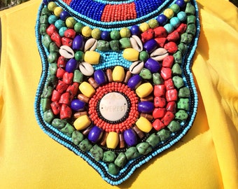 Istruzione Neckpiece di perline * * dichiarazione collana, gioielli africani, africani perline collana tribale - dichiarazione collana - collana africana