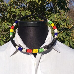 Beaded Rope Necklace**Statement necklace, African jewelry, african Beads   Tribal Necklace - Statement Necklace - African Necklace