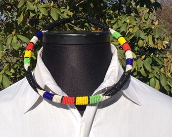 Beaded Rope Necklace**Statement necklace, African jewelry, african Beads   Tribal Necklace - Statement Necklace - African Necklace