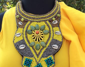 Beaded Statement Neckpiece **Statement necklace, African jewelry, african Beads   Tribal Necklace - Statement Necklace - African Necklace