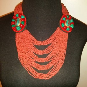 Multistrand Beaded  Necklace**Statement necklace, African jewelry, african Beads   Tribal Necklace - Statement Necklace - African Necklace