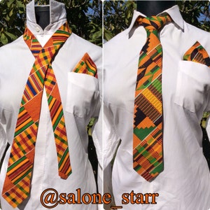 Kente Tie w/ Handkerchief **African Bow tie, African print, bow tie, Men's fashion, Cultural bow tie