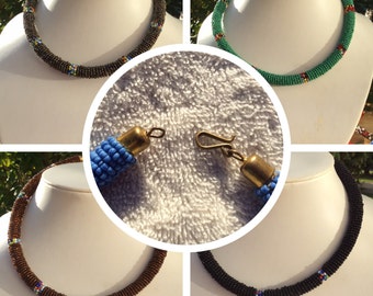 Beaded Rope Necklace**Statement necklace, African jewelry, african Beads   Tribal Necklace - Statement Necklace - African Necklace