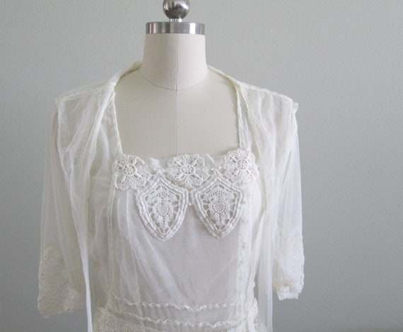 Antique Edwardian Tulle and Lace Lingerie Dress/Te