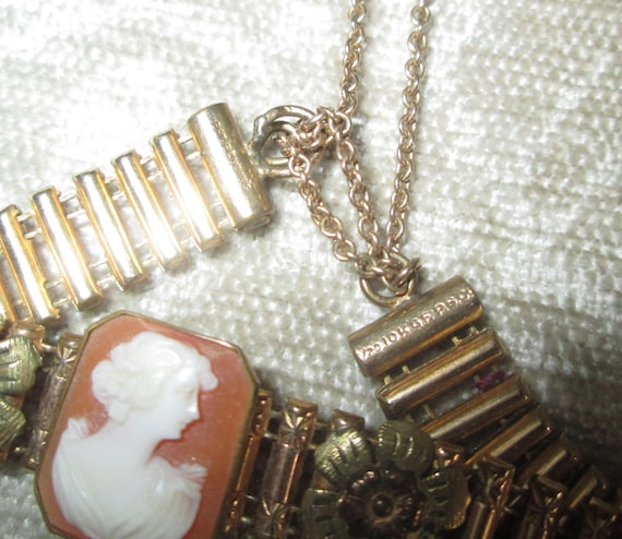 Edwardian Art Deco Cameo Bracelet With Weighted Tasse Gem edwardian-art-deco-cameo-bracelet-with-weighted-tasse-gem