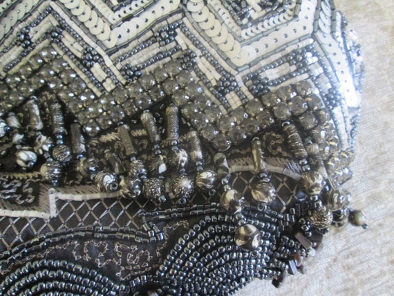 Vintage Chico's Black/Gray Beaded Purse/Evening P… - image 5