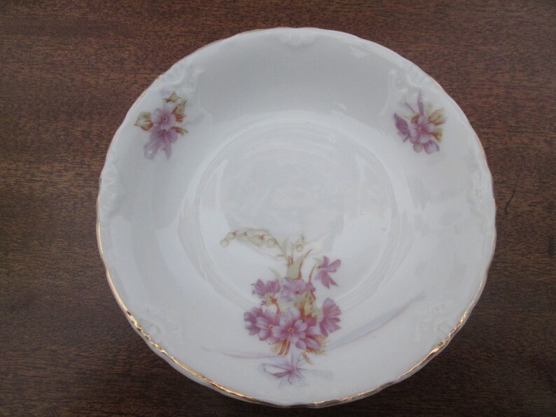 Hermann Ohme Clear Glaze Fruit/sauce Bowls/purple Flowers/mignon/ohm80
