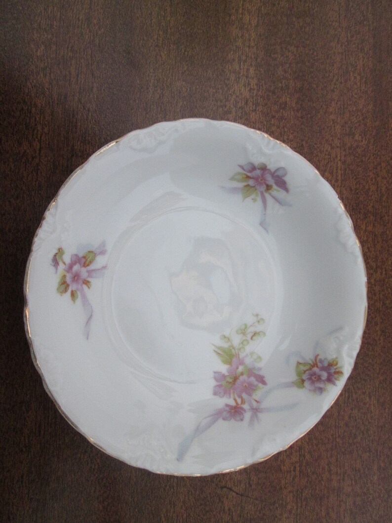 Hermann Ohme Clear Glaze Fruit/sauce Bowls/purple Flowers/mignon/ohm80