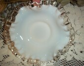 Silvercrest Small Fenton Shallow Candy Bowl Clear Crimped Ruffled Edge VGT 1970 39 s Collectible Bowl Very Good Condition