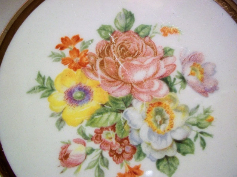 Vintage Canonsburg Pottery Co {6} Lajean Pattern Floral /& Gold Berry Bowls Keystone State Pennsylvania USA Made Good Condition
