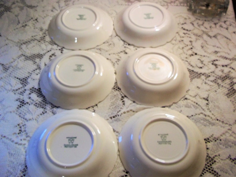 Vintage Canonsburg Pottery Co {6} Lajean Pattern Floral /& Gold Berry Bowls Keystone State Pennsylvania USA Made Good Condition