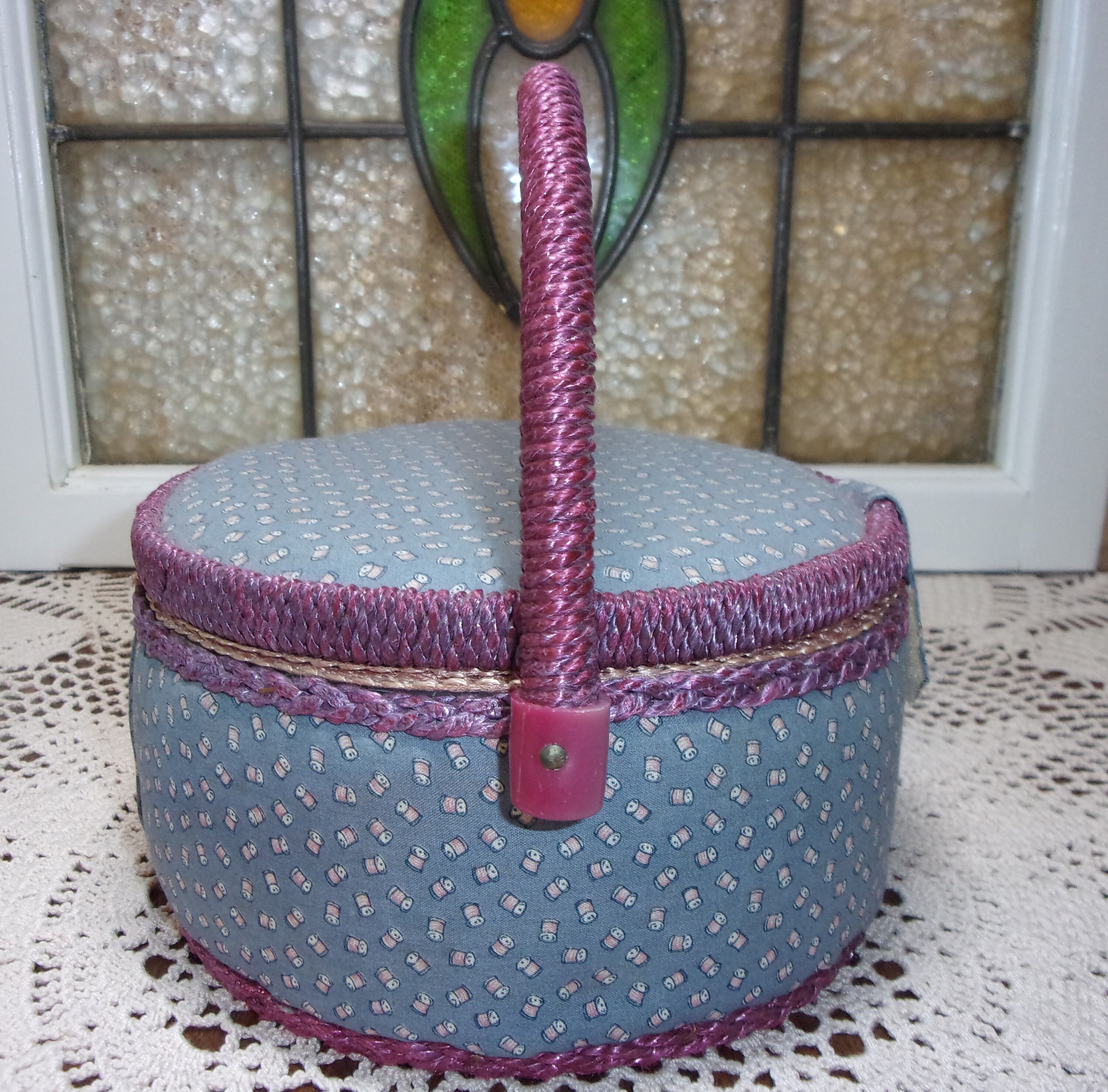 Small Vintage Sewing Basket Circa 1960's Blue Fabric w Etsy