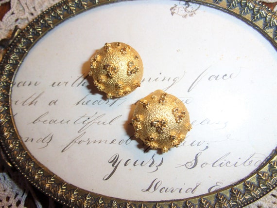 BSK Gold~Tone Dome Earrings Clip On's Circa 1970's