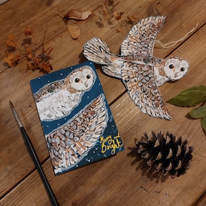 Fold out make a Merry and Bright Barn Owl Christmas Card decoration