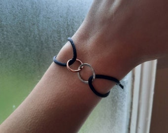 Handmade silver, copper and silk friendship bracelet 'Eclipse'