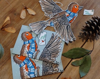 Fold out make a Robin Christmas Card decoration