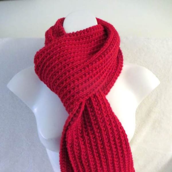 Red Knitted Scarf - Etsy