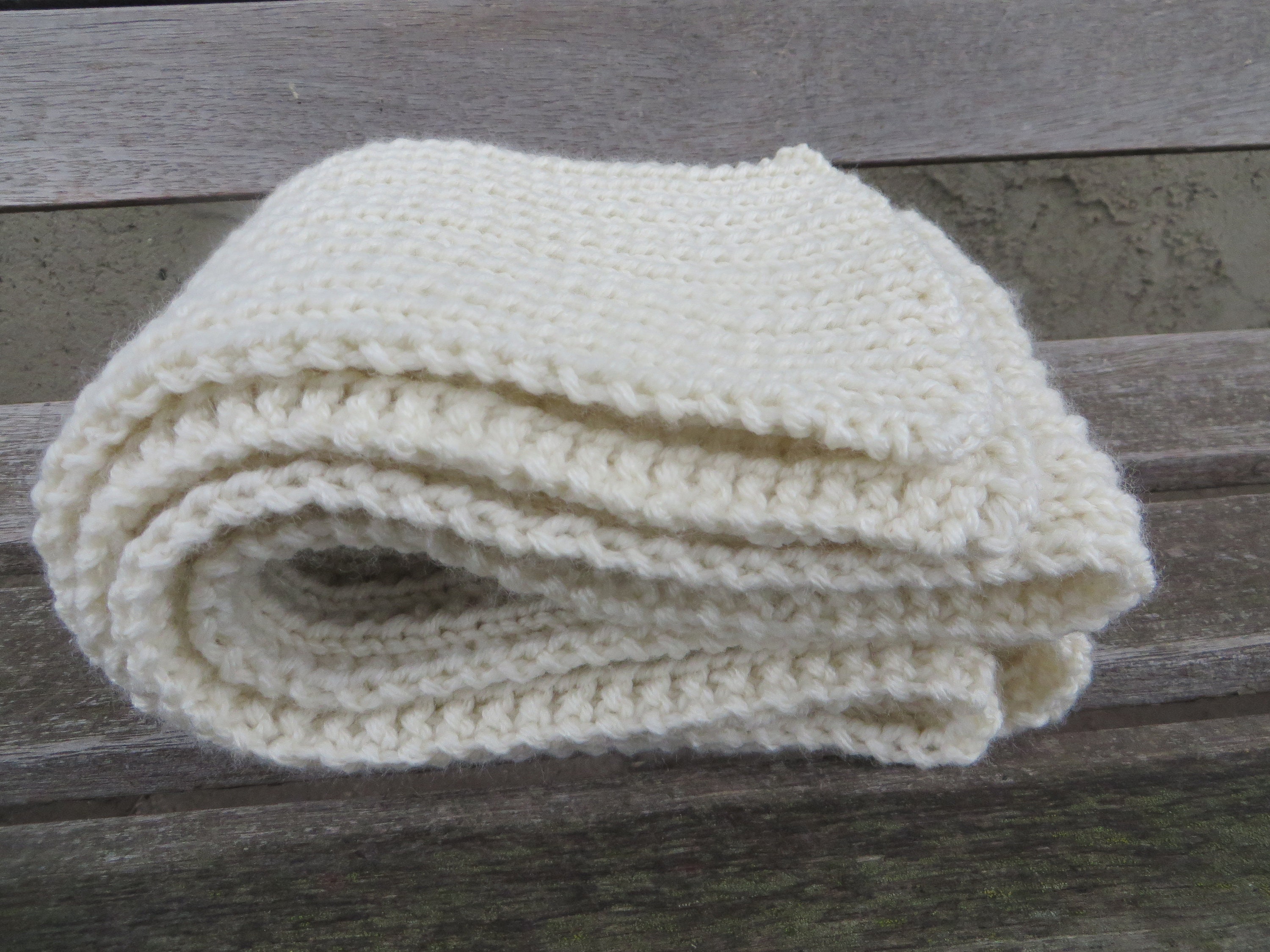 White Aran Soft Rib Knitted Scarf - Etsy