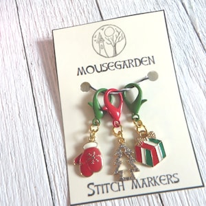 Weihnachten Maschenmarkierer Set, Geschenk, Handschuhe, Weihnachtsbaum Anhänger, mit farbigen großen Karabinerhaken