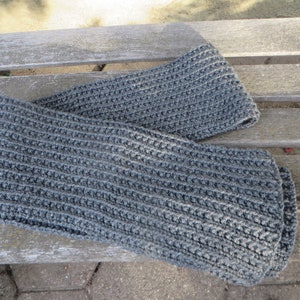 Dark Grey Hand Knit Scarf, 72 inches long, hand knitted charcoal gray acrylic scarf