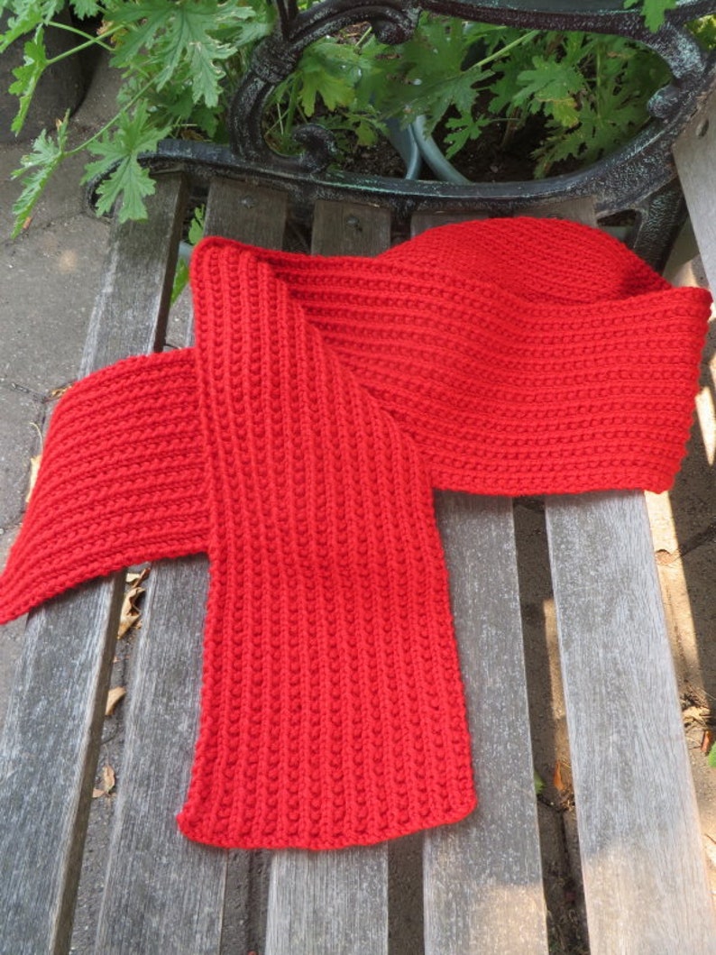Red Knit Scarf Rib Knit 72 inches Plain Red Scarf ready to | Etsy