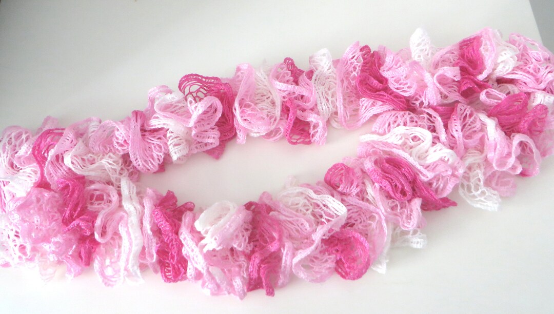 Pink Ruffle Scarf, Light and Dark Pink and White Romantic Sashay Scarf ...