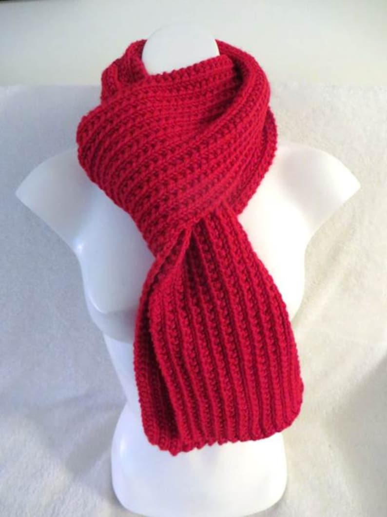 Red Knit Scarf Rib Knit 72 inches Plain Red Scarf ready to | Etsy