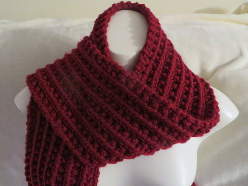 Textured Wine Red Scarf pattern by Mousegarden