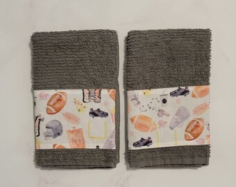 Football Watercolor Kitchen Towel Set - bathroom and kitchen towels - home decor - ready to ship - great gift - one of a kind