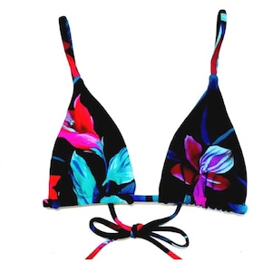 Little Lolita Triangle Bikini Top Custom Supportive Criss Cross or Halter Tie Closure Adjustable  Reversible Seamless Swimwear