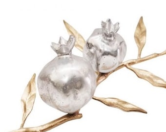 Gold Plated Pomegranate Sculpture, Modern Judaica Centerpiece