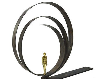 Unique sculpture, cast bronze, metal, bronze figurine, modern art sculpture, mobile sculpture, signed art