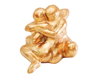 Embrace Bronze Sculpture, Romantic Couple Handmade Art
