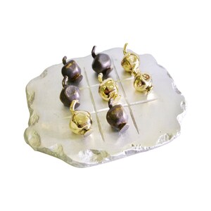 Metal tictactoe,Sculpture,table game,Pomegranate pawns,Cast bronze oxidized and aluminum game set,Noughts and crosses,game christmas gift