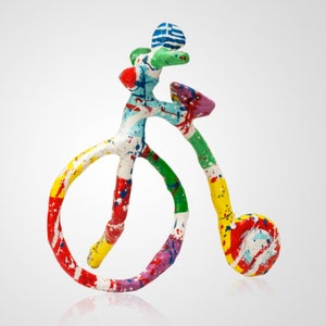 Bicicletta fatta a mano,Pop Art,Scultura bici,tecnica mista, fili, colori acrilici,resina, regalo per lui, regalo, carta schiacciata, tour de France, arte della bicicletta