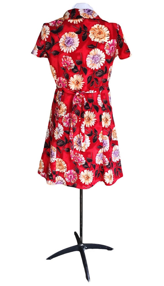 1990s Short Floral Flounce Dress; Summer Boho Hip… - image 2