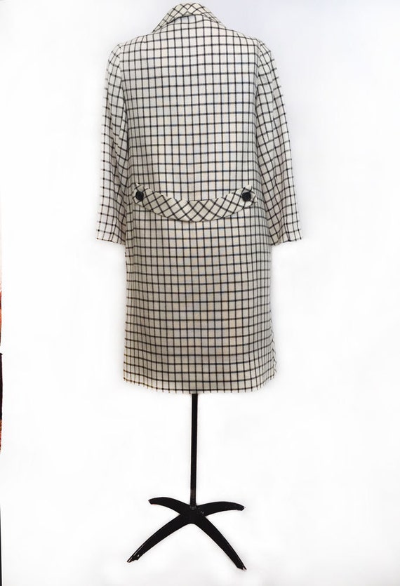 1960s Black/White Window Pane Linen Coat, Holly G… - image 3