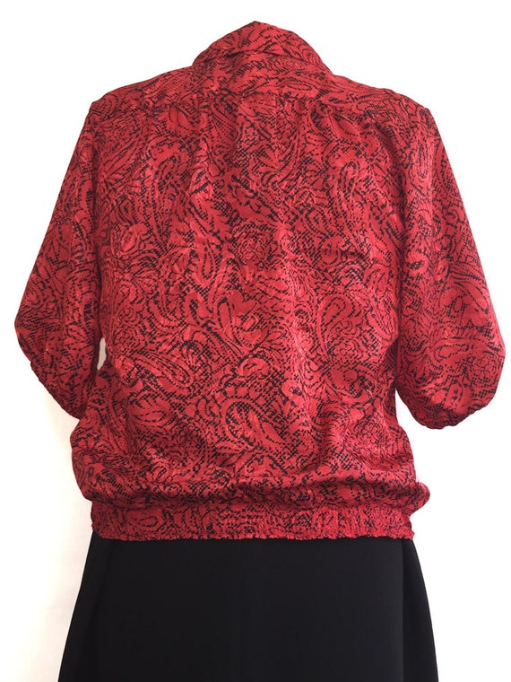 1980s Silk Jacquard Blouse - image 3