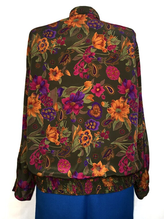 1980s Beautiful Autumnal Paisley Print Blouse - image 3