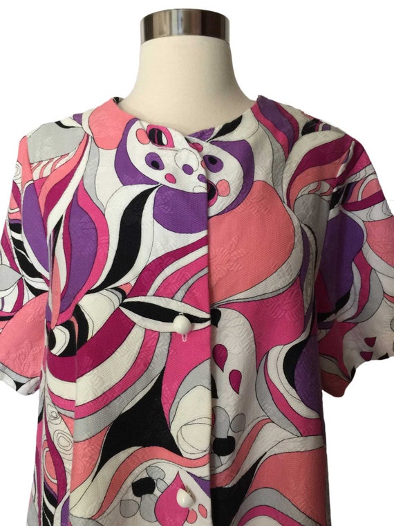 1960s Smart Time Go-Go Mod Mini Dress Psychedelic… - image 2