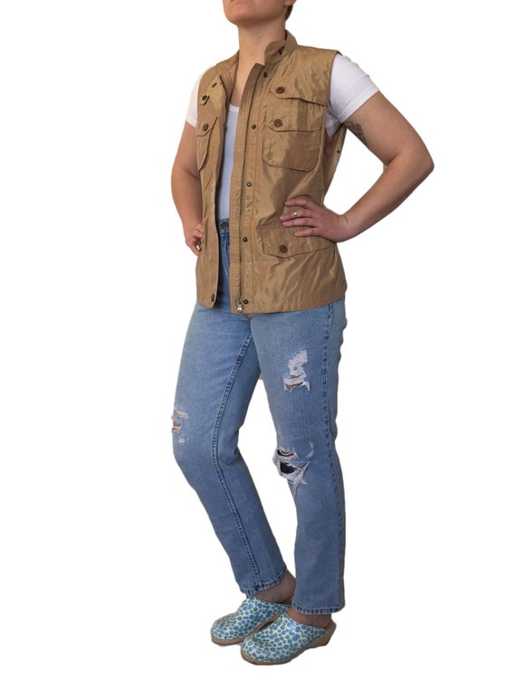 1990s RL Hunting Vest Bronze Safari Chic Vest Belt