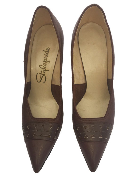 1950s Stylepride Brown Pointy Toe Pump - image 2